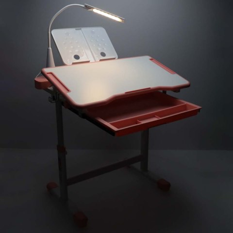 Biurko dziecięce szkolne regulowane krzesło lampka LED USB różowe Biurko dziecięce szkolne regulowane krzesło lampka LED USB różowe