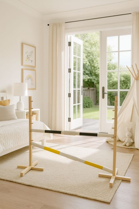 Przeszkoda skokowa do Hobby Horse 160cm, h-120 cm, dwie belki - czarna i żółta