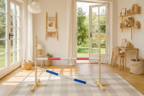 Przeszkoda skokowa do Hobby Horse 160cm, h-120 cm, dwie belki - różowa i niebieska