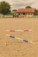 Przeszkoda skokowa do Hobby Horse 160cm, h-120 cm, dwie belki - różowa i niebieska