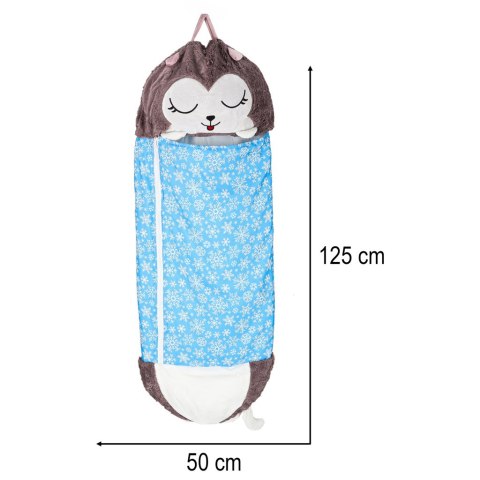 Śpiwór do spania dla dzieci turystyczny poduszka 2w1 135x50cm niebieski Śpiwór do spania dla dzieci turystyczny poduszka 2w1 135x50cm niebieski