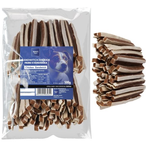 WAFI SANDWICH MIĘKKIE PASKI Z KURCZAKA 500G WAFI WAFI SANDWICH MIĘKKIE PASKI Z KURCZAKA 500G WAFI