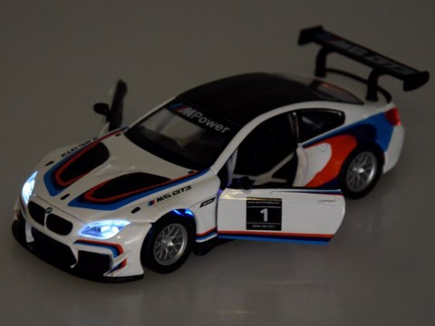 Auto metalowe model sportowe BMW M6 GT3 skala 1:32 światło dźwięk ZA4613 Auto metalowe model sportowe BMW M6 GT3 skala 1:32 światło dźwięk ZA4613