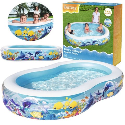 Bestawy Basen dmuchany fish'n friends 262 x 157x46cm 54118 Bestawy Basen dmuchany fish'n friends 262 x 157x46cm 54118
