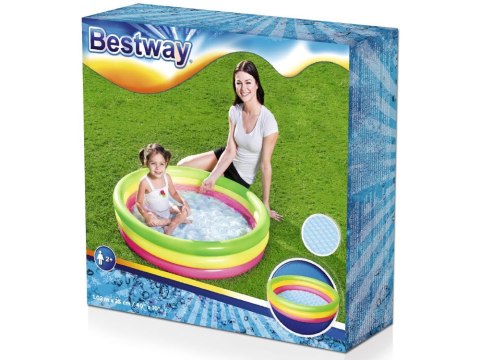 Bestway tęczowy basen dmuchany brodzik basenik 102cm miękkie dno 51104 Bestway tęczowy basen dmuchany brodzik basenik 102cm miękkie dno 51104