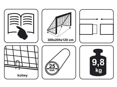 BRAMKA PIŁKARSKA 300x205x120cm dla dzieci SP0665 BRAMKA PIŁKARSKA 300x205x120cm dla dzieci SP0665