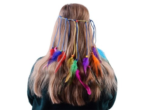 Boho Opaska do włosów z kolorowymi Piórami i Koralikami ZA5581 Boho Opaska do włosów z kolorowymi Piórami i Koralikami ZA5581