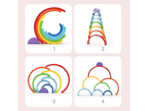 Drewniana układanka edukacyjna Montessori kolorowa tęcza + zadania ZA5328 Drewniana układanka edukacyjna Montessori kolorowa tęcza + zadania ZA5328