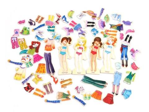 Drewniane Puzzle magnetyczne Ubranka Moda stylizacje 4 modelki ZA4807 Drewniane Puzzle magnetyczne Ubranka Moda stylizacje 4 modelki ZA4807