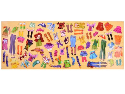 Drewniane Puzzle magnetyczne Ubranka Moda stylizacje 4 modelki ZA4807 Drewniane Puzzle magnetyczne Ubranka Moda stylizacje 4 modelki ZA4807