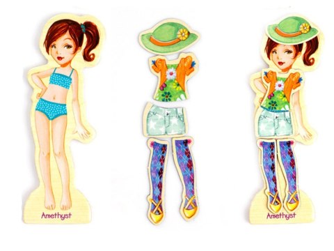 Drewniane Puzzle magnetyczne Ubranka Moda stylizacje 4 modelki ZA4807 Drewniane Puzzle magnetyczne Ubranka Moda stylizacje 4 modelki ZA4807