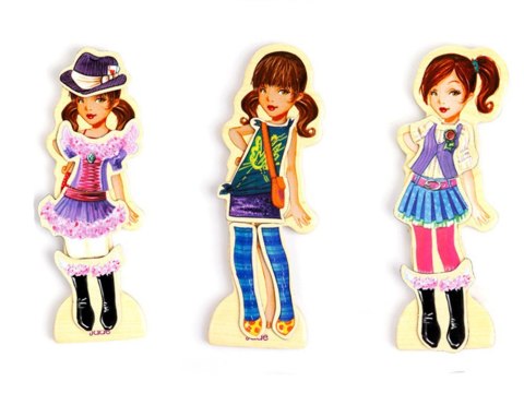 Drewniane Puzzle magnetyczne Ubranka Moda stylizacje 4 modelki ZA4807 Drewniane Puzzle magnetyczne Ubranka Moda stylizacje 4 modelki ZA4807