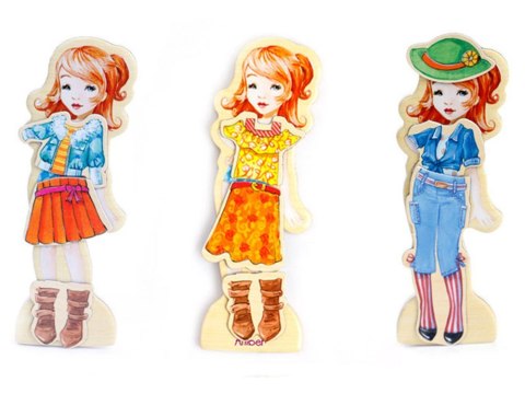 Drewniane Puzzle magnetyczne Ubranka Moda stylizacje 4 modelki ZA4807 Drewniane Puzzle magnetyczne Ubranka Moda stylizacje 4 modelki ZA4807