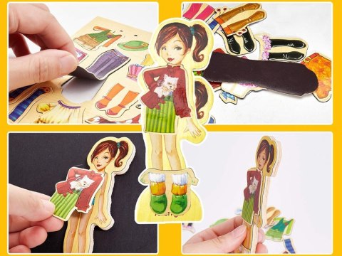Drewniane Puzzle magnetyczne Ubranka Moda stylizacje 4 modelki ZA4807 Drewniane Puzzle magnetyczne Ubranka Moda stylizacje 4 modelki ZA4807