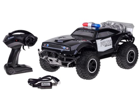 Duże auto sterowane monster truck POLICJA na pilota oświetlenie RC0626 Duże auto sterowane monster truck POLICJA na pilota oświetlenie RC0626