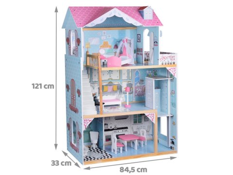 Duży Drewniany Domek dla lalek + drewniane mebelki Pastelowe kolory ZA5457 Duży Drewniany Domek dla lalek + drewniane mebelki Pastelowe kolory ZA5457