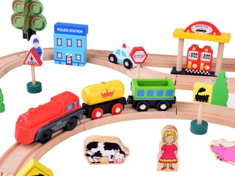 Duży ZESTAW kolejka drewniana lokomotywa na baterie figurki 80 ele ZA3573 Duży ZESTAW kolejka drewniana lokomotywa na baterie figurki 80 ele ZA3573