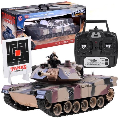 Duży zdalnie sterowany CZOŁG US M1A2 na pilota strzela 1:18 RC0252MO Duży zdalnie sterowany CZOŁG US M1A2 na pilota strzela 1:18 RC0252MO