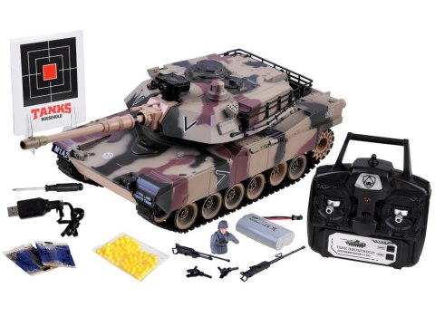 Duży zdalnie sterowany CZOŁG US M1A2 na pilota strzela 1:18 RC0252MO Duży zdalnie sterowany CZOŁG US M1A2 na pilota strzela 1:18 RC0252MO