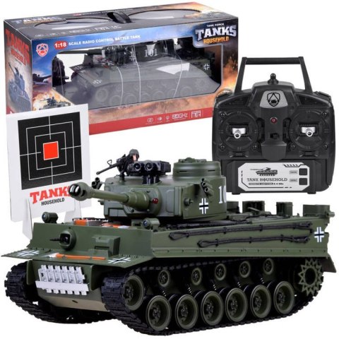 Duży zdalnie sterowany CZOŁG na pilota German Tiger 45cm strzela RC0252ZI Duży zdalnie sterowany CZOŁG na pilota German Tiger 45cm strzela RC0252ZI