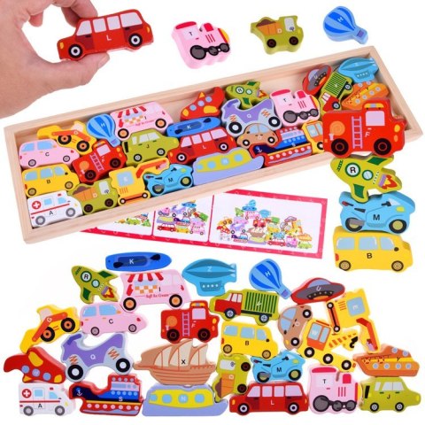 Duży zestaw POJAZDY 27ele alfabet literki Puzzle drewniane ZA4747 Duży zestaw POJAZDY 27ele alfabet literki Puzzle drewniane ZA4747