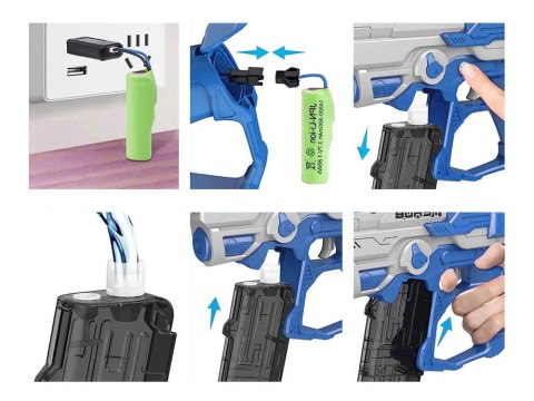 Elektryczny Pistolet na wodę sikawka z dalekim zasięgiem zasięg 9m ZA4959 Elektryczny Pistolet na wodę sikawka z dalekim zasięgiem zasięg 9m ZA4959