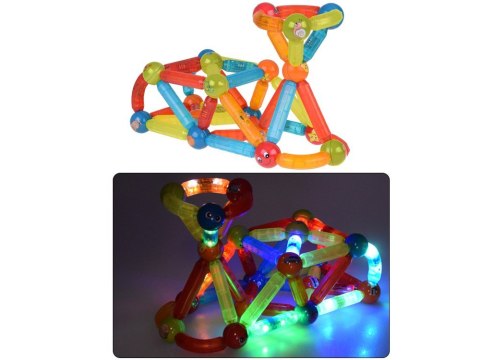 Klocki magnetyczne 3D Kolorowe Podświetlane klocki dla dzieci 76ele ZA5239 Klocki magnetyczne 3D Kolorowe Podświetlane klocki dla dzieci 76ele ZA5239