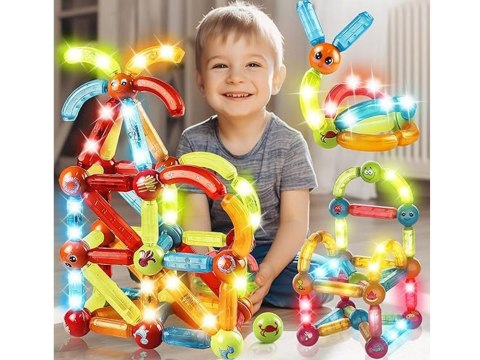 Klocki magnetyczne 3D Kolorowe Podświetlane klocki dla dzieci 76ele ZA5239 Klocki magnetyczne 3D Kolorowe Podświetlane klocki dla dzieci 76ele ZA5239