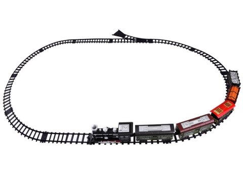 Kolejka z torami Lokomotywa z wagonami para wodna + światło RC0629 Kolejka z torami Lokomotywa z wagonami para wodna + światło RC0629