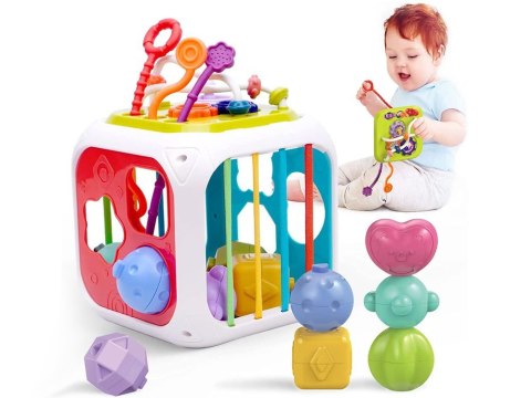 Kostka edukacyjna dla malucha sorter sensoryczny kształty cymbałki ZA5278 Kostka edukacyjna dla malucha sorter sensoryczny kształty cymbałki ZA5278