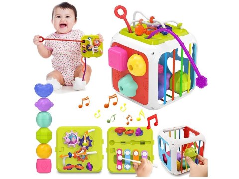 Kostka edukacyjna dla malucha sorter sensoryczny kształty cymbałki ZA5278 Kostka edukacyjna dla malucha sorter sensoryczny kształty cymbałki ZA5278