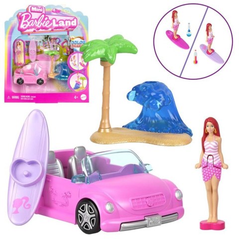 Mattel Mini Barbie Land Lalka surferka z deską + autko kabriolet ZA6038 E Mattel Mini Barbie Land Lalka surferka z deską + autko kabriolet ZA6038 E