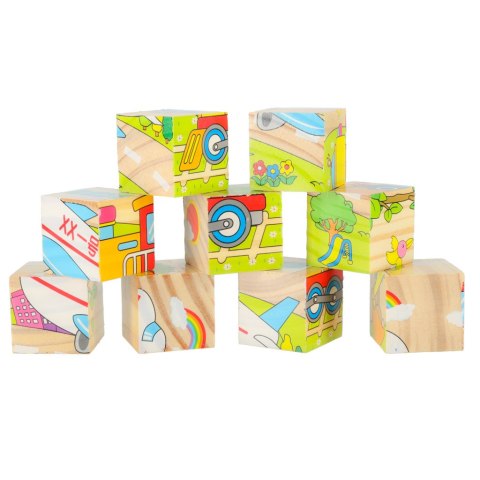 Klocki drewniane edukacyjne puzzle układanka kostki Pojazdy 6w1 9el. Klocki drewniane edukacyjne puzzle układanka kostki Pojazdy 6w1 9el.