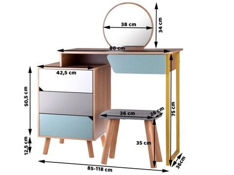 Nowoczesna drewniana Toaletka lustro taboret dla dziewczynki dzieci ZA4828 Nowoczesna drewniana Toaletka lustro taboret dla dziewczynki dzieci ZA4828