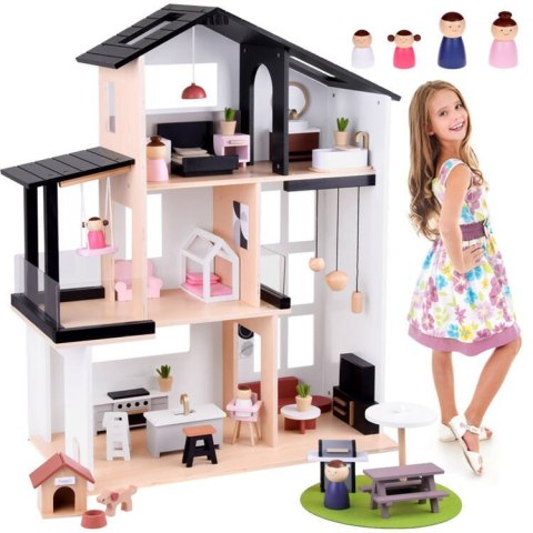 Nowoczesny Drewniany Domek dla Lalek w Stylu LOFT + lalki meble ZA5073 Nowoczesny Drewniany Domek dla Lalek w Stylu LOFT + lalki meble ZA5073