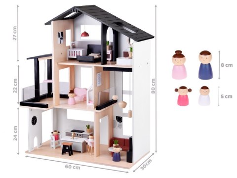Nowoczesny Drewniany Domek dla Lalek w Stylu LOFT + lalki meble ZA5073 Nowoczesny Drewniany Domek dla Lalek w Stylu LOFT + lalki meble ZA5073