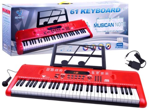 Organy Keyboard z mikrofonem 61kl czerwone IN0132 Organy Keyboard z mikrofonem 61kl czerwone IN0132