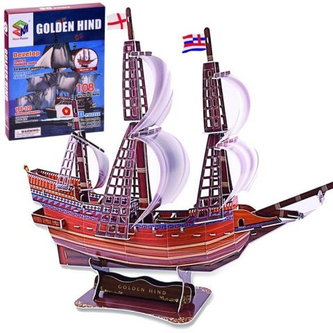 Puzzle 3D statek Golden Hind okręt 108 ele. puzzle przestrzenne ZA2600 Puzzle 3D statek Golden Hind okręt 108 ele. puzzle przestrzenne ZA2600
