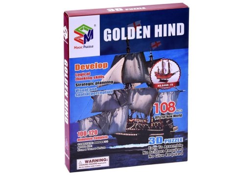 Puzzle 3D statek Golden Hind okręt 108 ele. puzzle przestrzenne ZA2600 Puzzle 3D statek Golden Hind okręt 108 ele. puzzle przestrzenne ZA2600