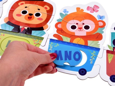 Puzzle edukacyjne Pociąg ze zwierzątkami do nauki alfabetu 40-ele ZA5751 Puzzle edukacyjne Pociąg ze zwierzątkami do nauki alfabetu 40-ele ZA5751