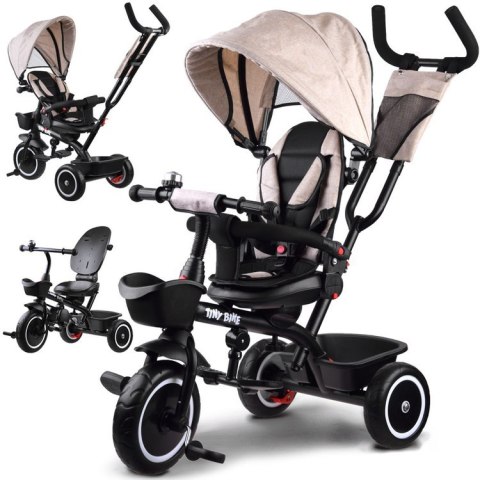 Rowerek trójkołowy Tiny Bike 3w1 beżowy z daszkiem SP0650 Rowerek trójkołowy Tiny Bike 3w1 beżowy z daszkiem SP0650