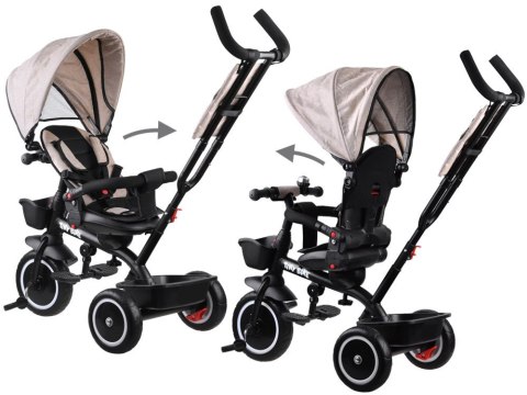 Rowerek trójkołowy Tiny Bike 3w1 beżowy z daszkiem SP0650 Rowerek trójkołowy Tiny Bike 3w1 beżowy z daszkiem SP0650