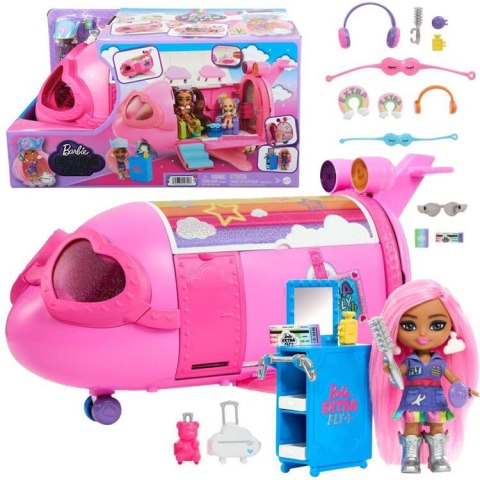 Różowy tęczowy samolot Barbie Extra Fly Minis lalka pilotka ZA5092 Różowy tęczowy samolot Barbie Extra Fly Minis lalka pilotka ZA5092