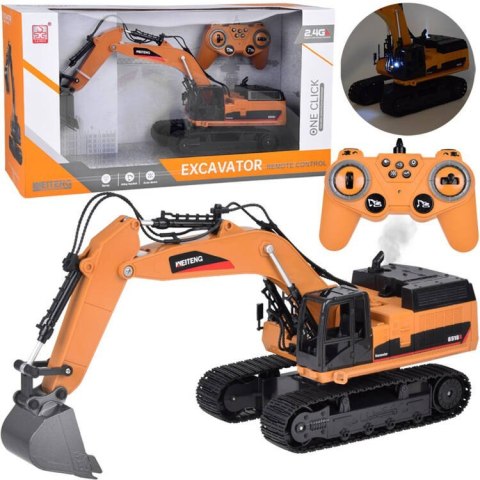 Solidna Koparka na gąsienicach efekt Dym Dźwięk Światło LED + Pilot RC0698 Solidna Koparka na gąsienicach efekt Dym Dźwięk Światło LED + Pilot RC0698