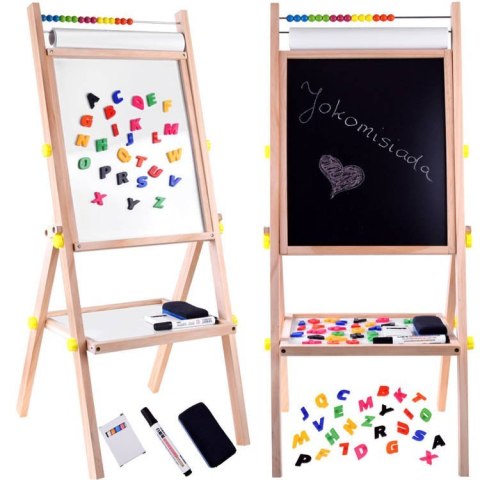 Tablica drewniana kredowa magnetyczna 3w1 sztaluga kreda pisaki TA0096 Tablica drewniana kredowa magnetyczna 3w1 sztaluga kreda pisaki TA0096