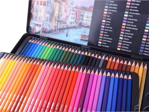 Zestaw kredki akwarelowe 72 kolory etui zestaw w metalowym piórniku AP0006 Zestaw kredki akwarelowe 72 kolory etui zestaw w metalowym piórniku AP0006