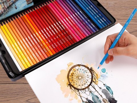 Zestaw kredki akwarelowe 72 kolory etui zestaw w metalowym piórniku AP0006 Zestaw kredki akwarelowe 72 kolory etui zestaw w metalowym piórniku AP0006