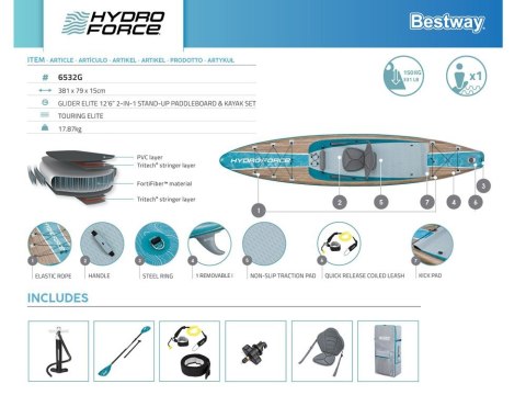 Bestway SUP HydroForce Glider Elite 381x79x15cm 2w1 6532G Bestway SUP HydroForce Glider Elite 381x79x15cm 2w1 6532G