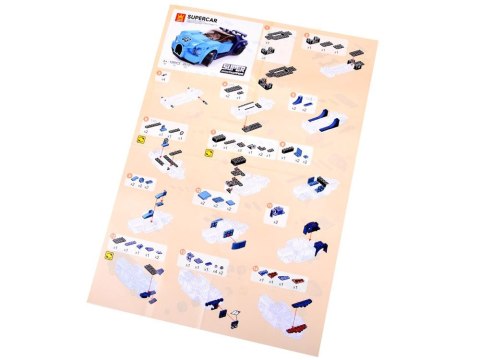 Klocki techniczne Sportowe auto NIEBIESKIE 139-elementów + naklejki ZA4288 Klocki techniczne Sportowe auto NIEBIESKIE 139-elementów + naklejki ZA4288