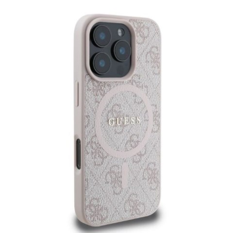 Guess 4G Ring Classic Logo MagSafe - Etui iPhone 16 Pro (różowy) Guess 4G Ring Classic Logo MagSafe - Etui iPhone 16 Pro (różowy)